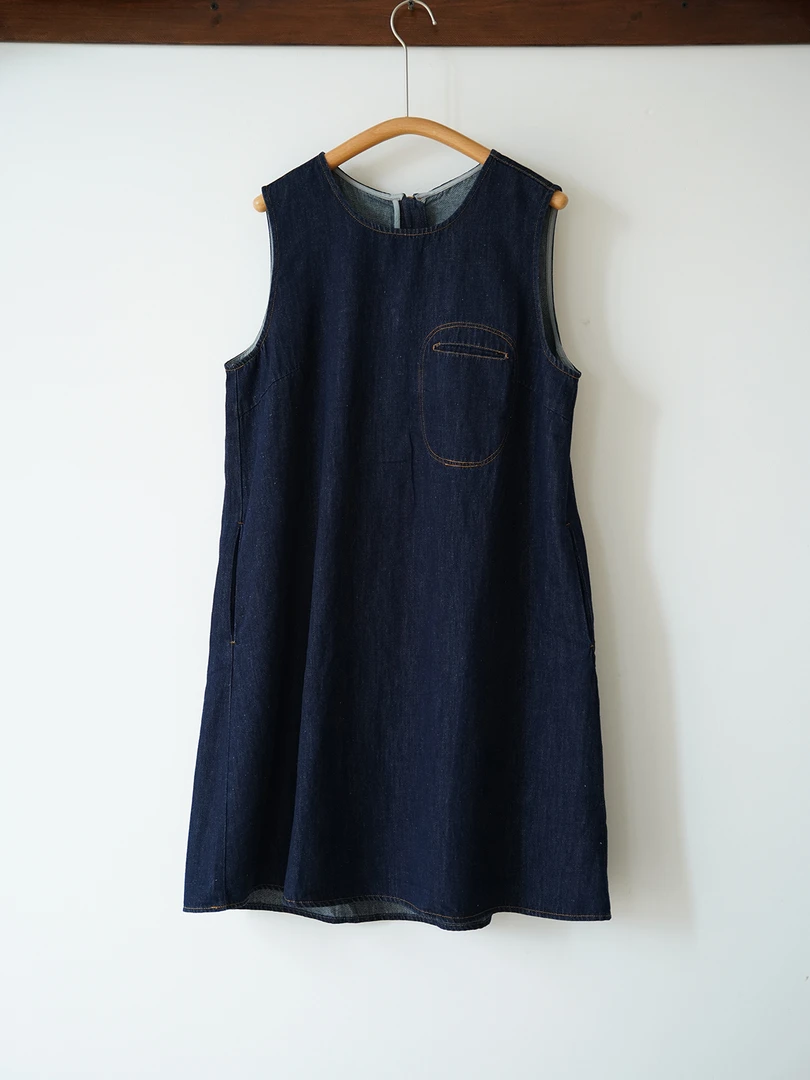 棉麻 丹宁色文艺背心牛仔裙