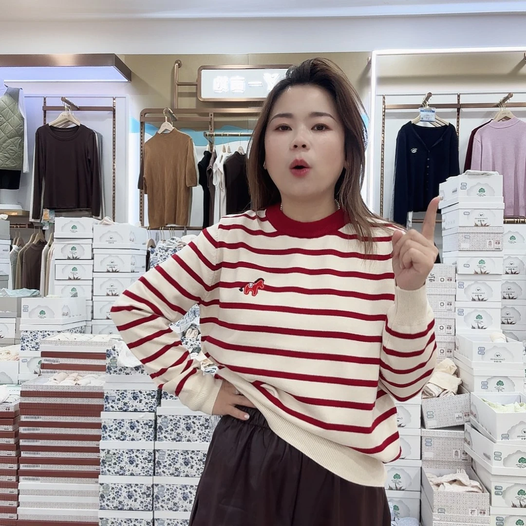 红条套头毛衣小马新款