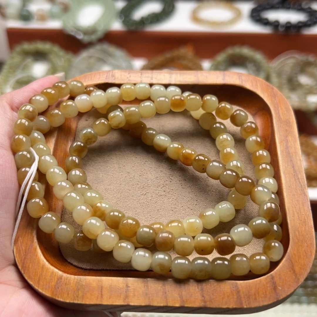 和田玉未镶嵌毛衣链珠串6*7mm