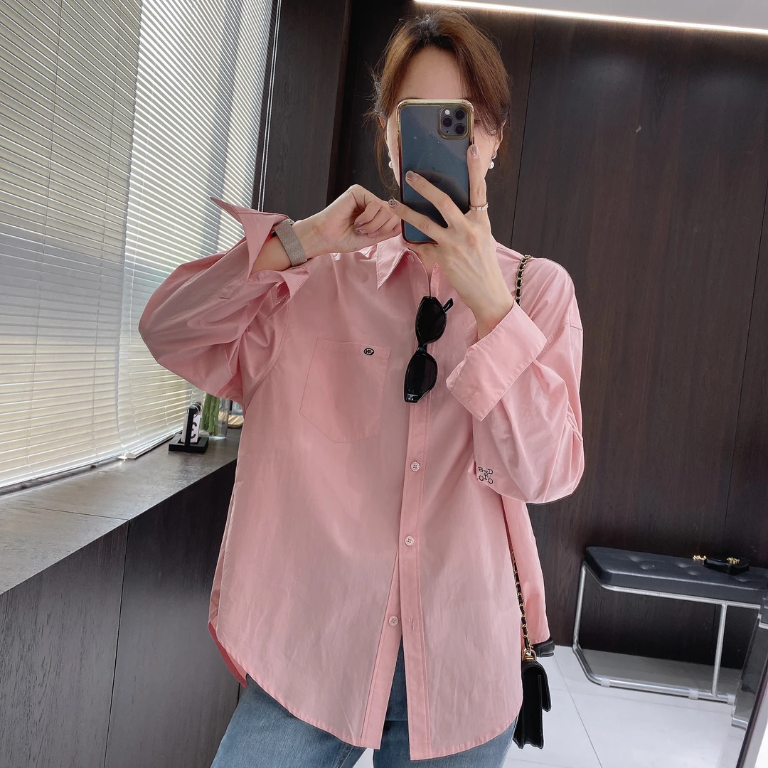 IMFLY金小金自制女装 衬衫DYW6692欧若风春装翻领刺绣衬衣外套女