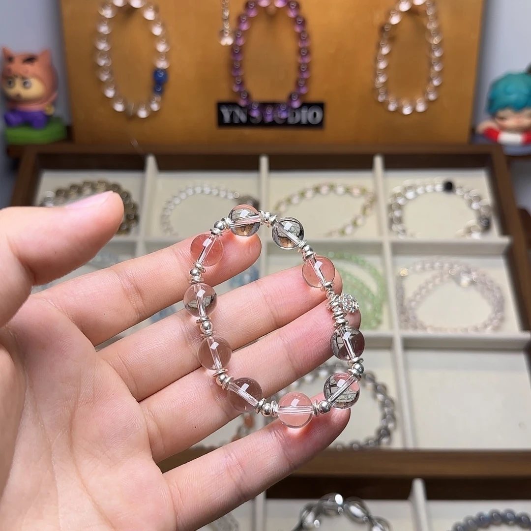 水晶手链银S925镶嵌辛**?白水晶