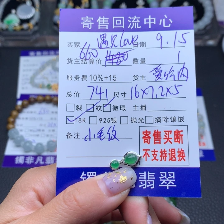 颈饰18K金镶嵌翡翠遇****