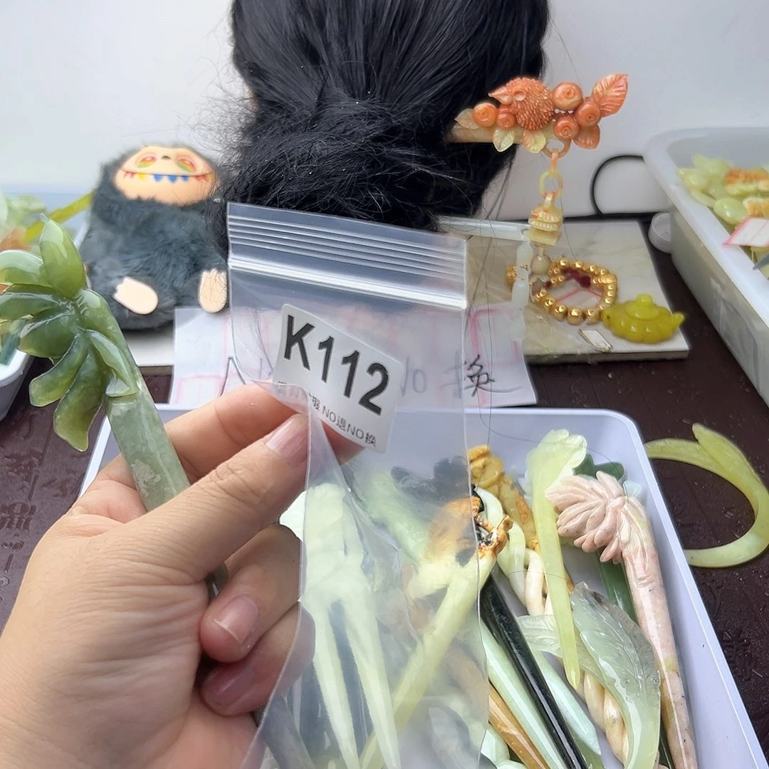 合金蛇纹石玉发饰?****
