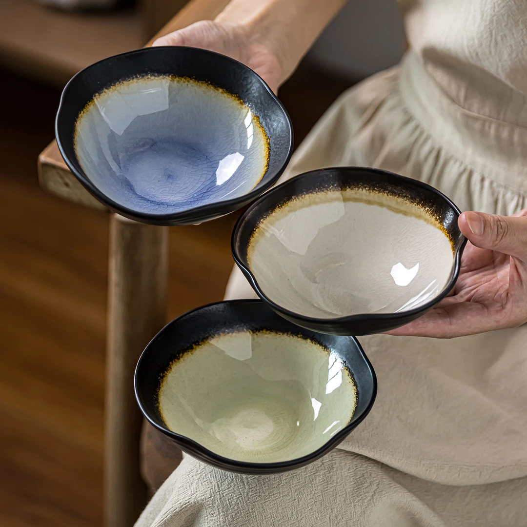 特色冰裂釉陶瓷碗家用沙拉碗一人食餐具大号米饭碗粥碗酸奶碗面碗