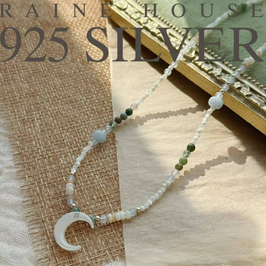 链子925银 【弦月】S925银设计款手工串珠项链