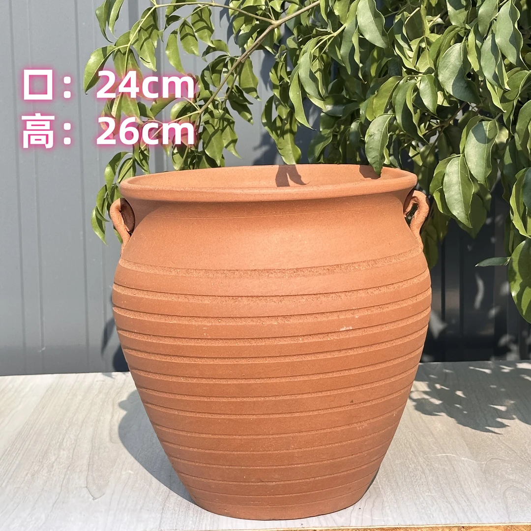 宜兴红陶无釉素烧花盆手工盆花卉绿植盆多肉老桩透气陶罐花盆陶瓷
