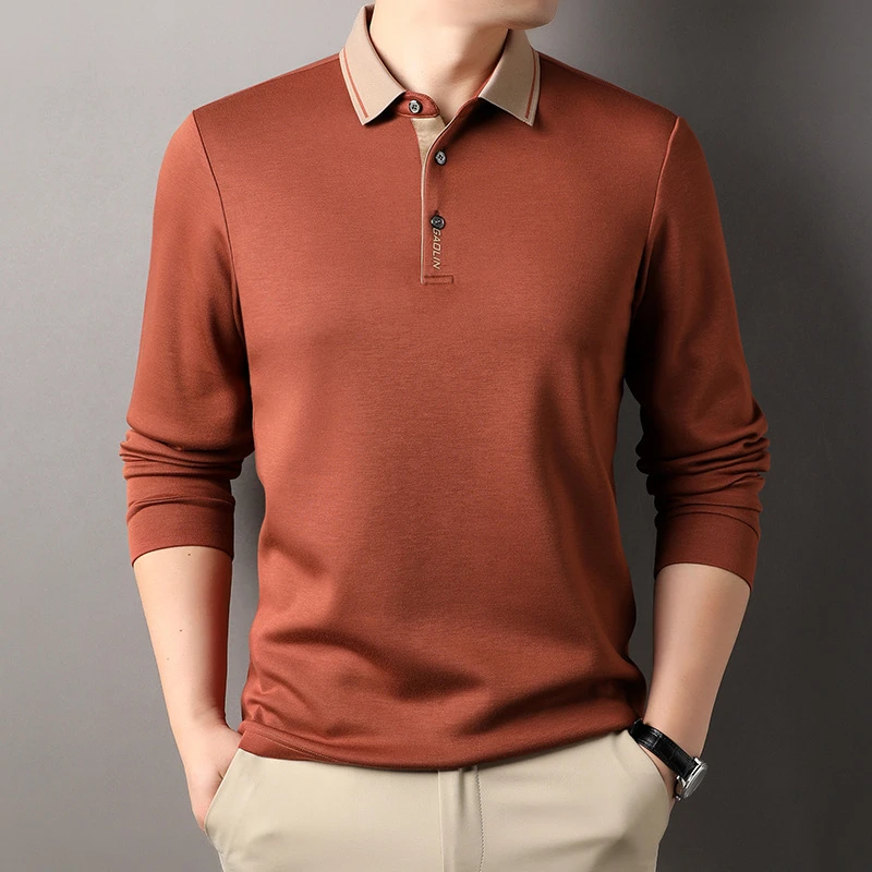 Louis Fordea路易弗狄/男士商务长袖休闲翻领户外冰丝男士polo衫