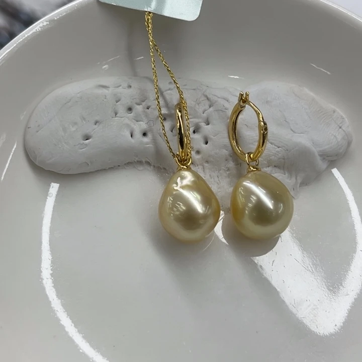 银S925镶嵌耳饰海水珍珠11-12mm