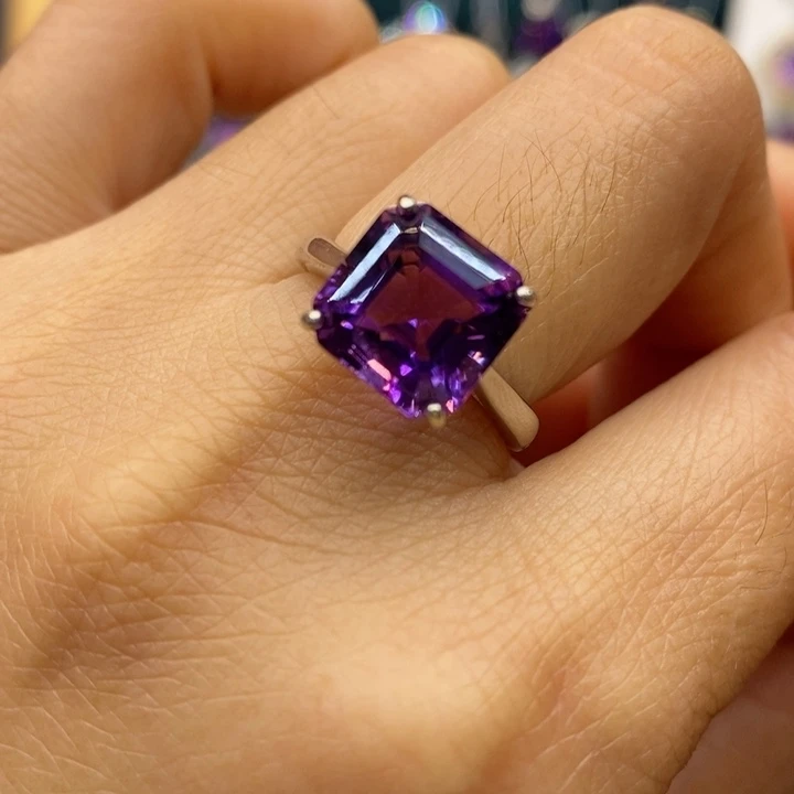 水晶戒指银S925镶嵌天然水晶戒指