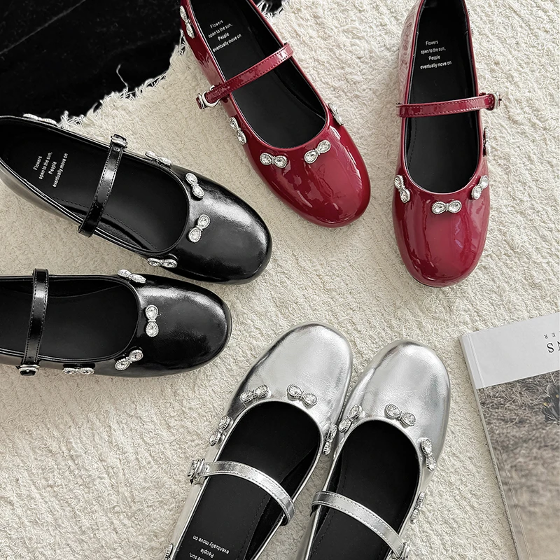 【羊皮】2CM/优雅极简一字带玛丽珍鞋浅口复古时尚单鞋圆头百搭