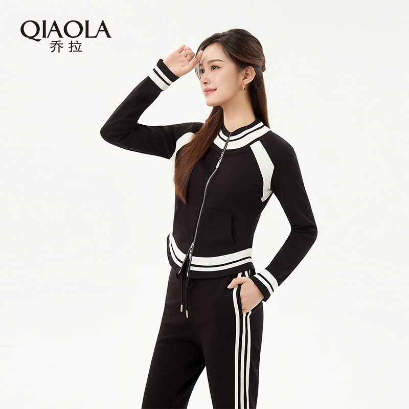 QIAOLA/乔拉【原味奥利奥】春季新款拼接设计减龄百搭时尚套装