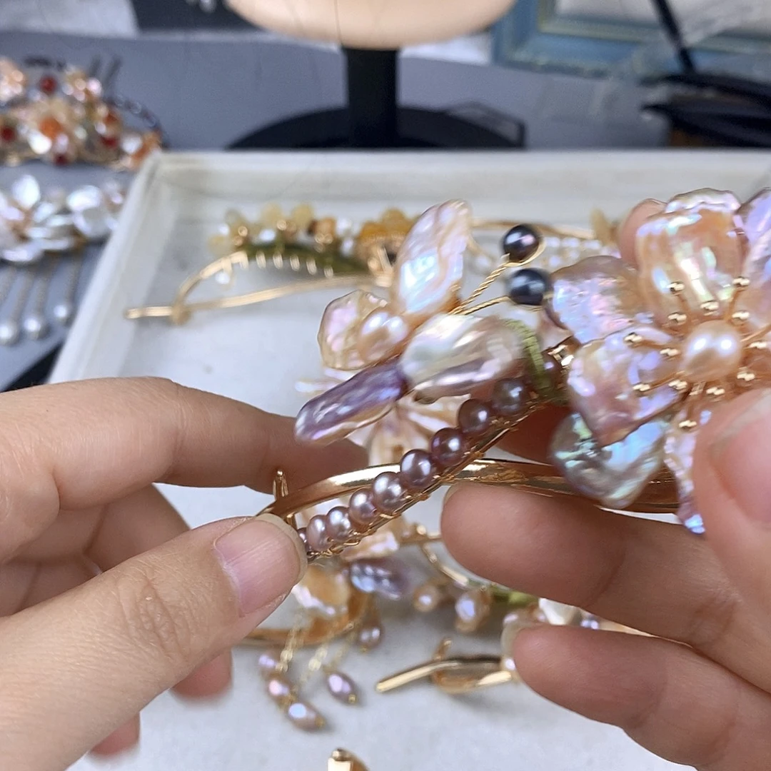 醋酸非金属天然淡水珍珠发簪