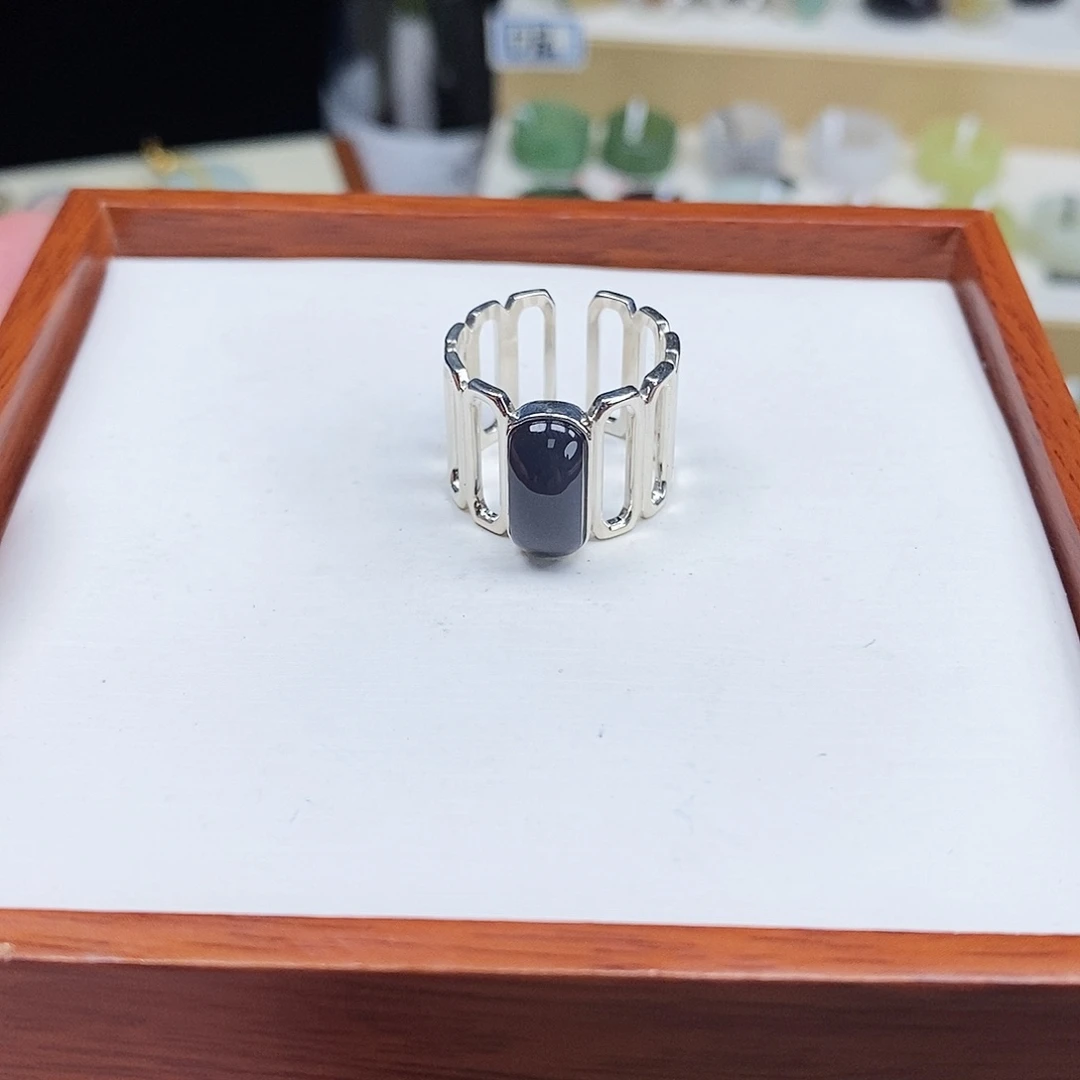 喜****和田玉银S925镶嵌戒圈专拍6