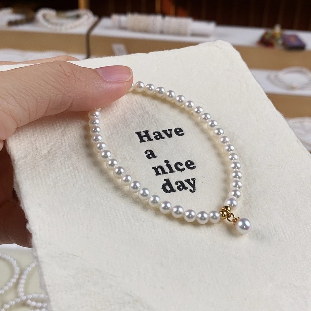 银S925镶嵌手绳淡水珍珠