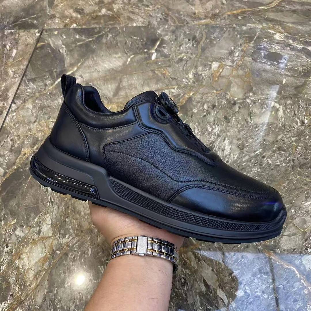 真皮男鞋秋季新款头层牛皮厚底高品质潮流皮鞋男士百搭简约休闲鞋