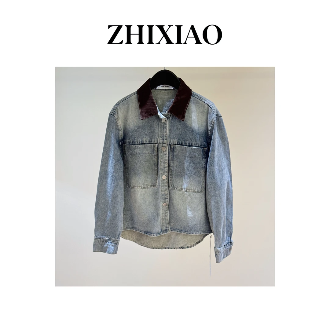 【ZHIXIAO】秋冬新款：灯芯绒领牛仔外套8020