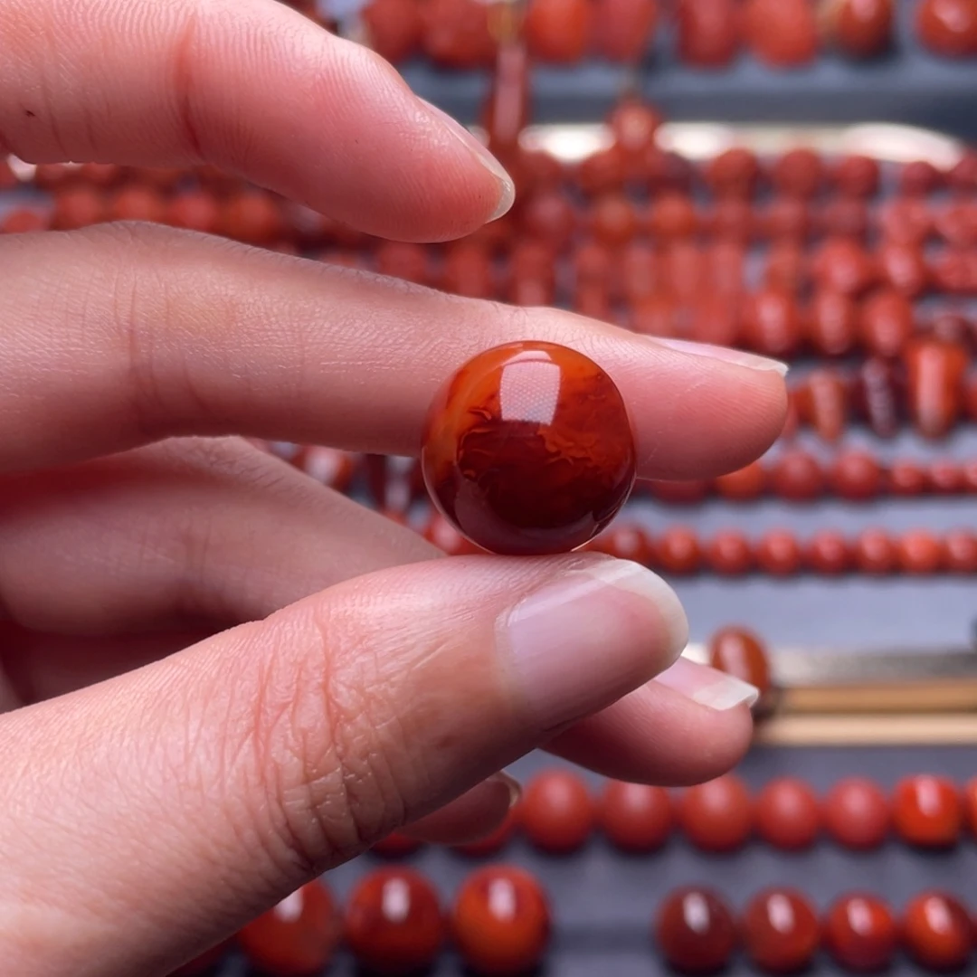 南红玛瑙未镶嵌其他W15➕瓦西牛血火焰纹圆珠