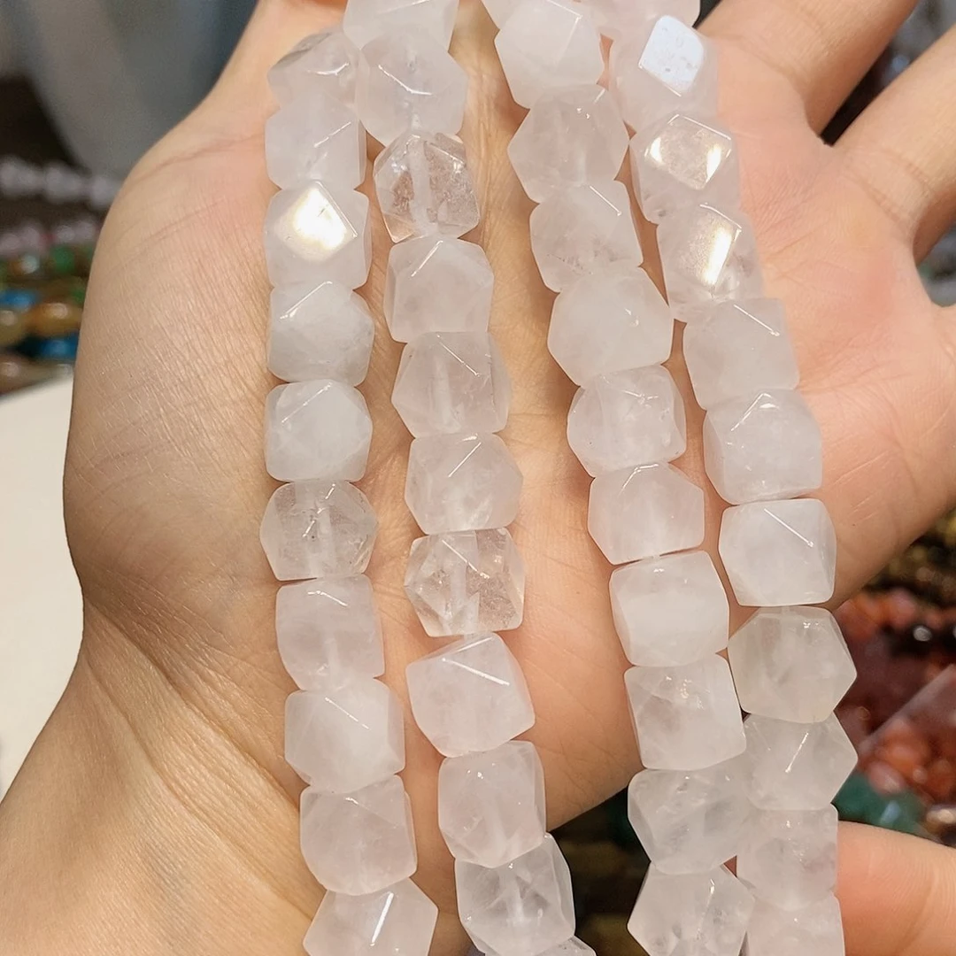 玛瑙/玉髓散珠天然白水晶八棱