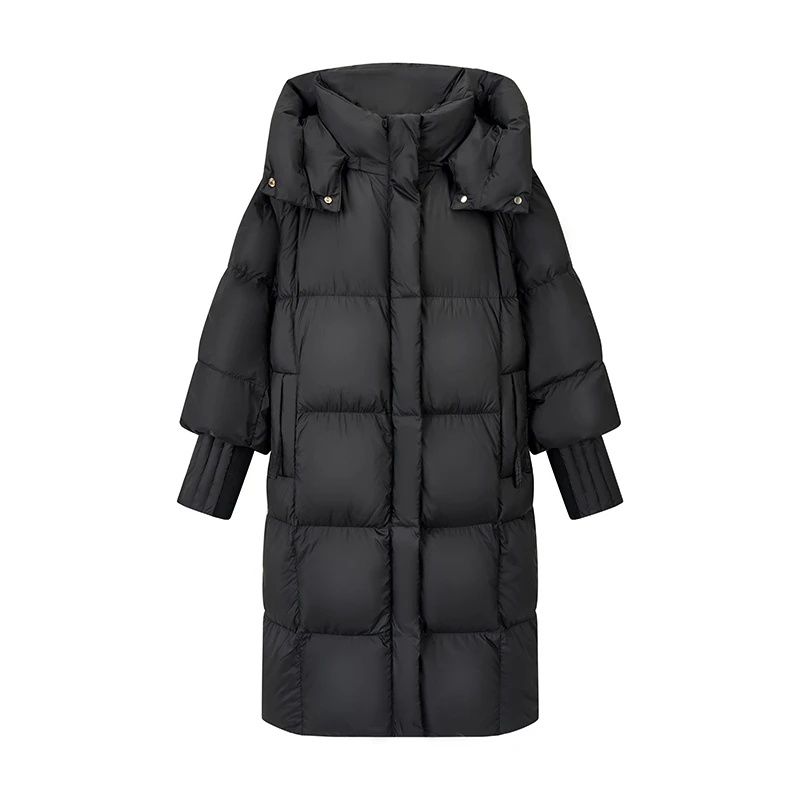 2024冬季加厚长款羽绒服连帽云朵感设计师款