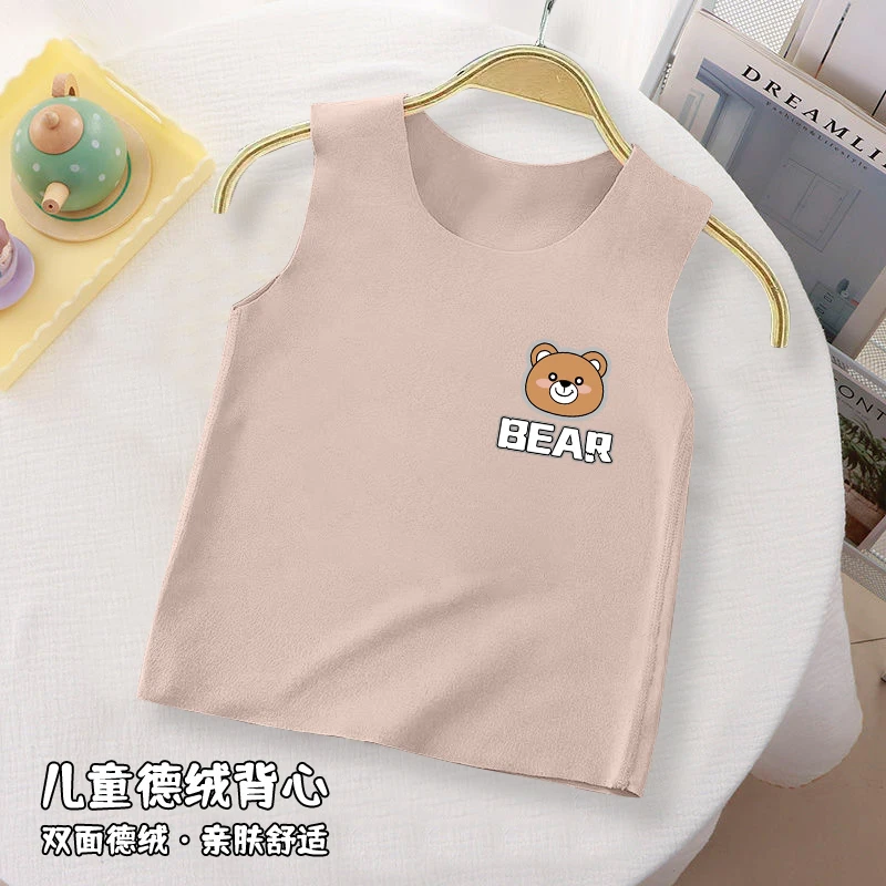 儿童保暖背心无痕秋冬男女童无骨德绒打底中大童背心潮流爆款