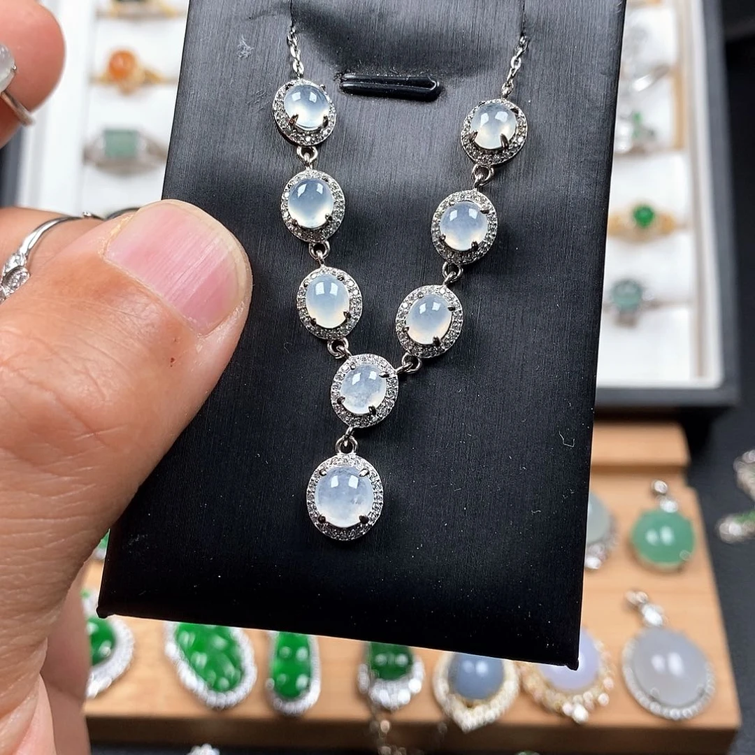 颈饰银S925镶嵌翡翠w w