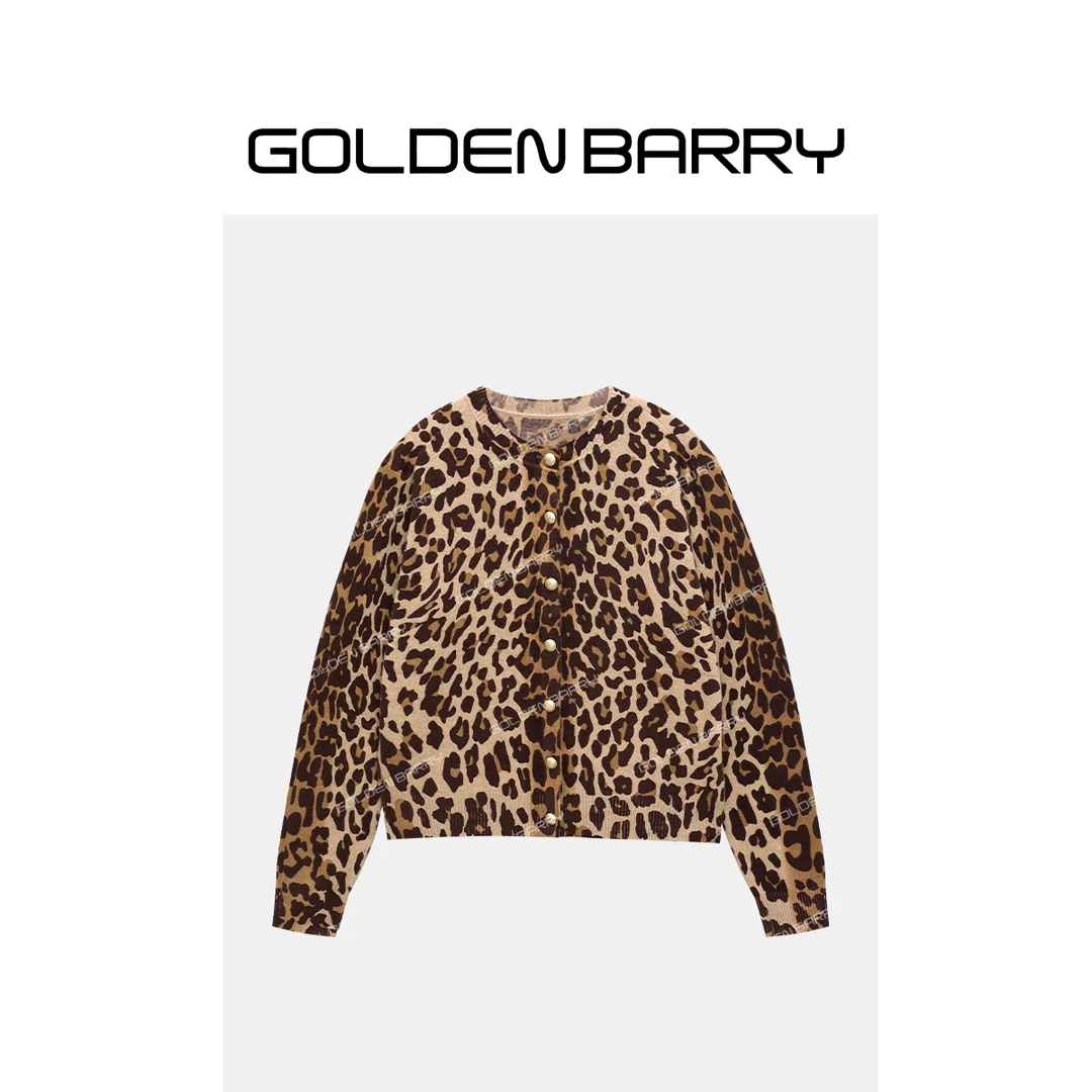 GOLDENBARRY|241243复古豹纹针织开衫