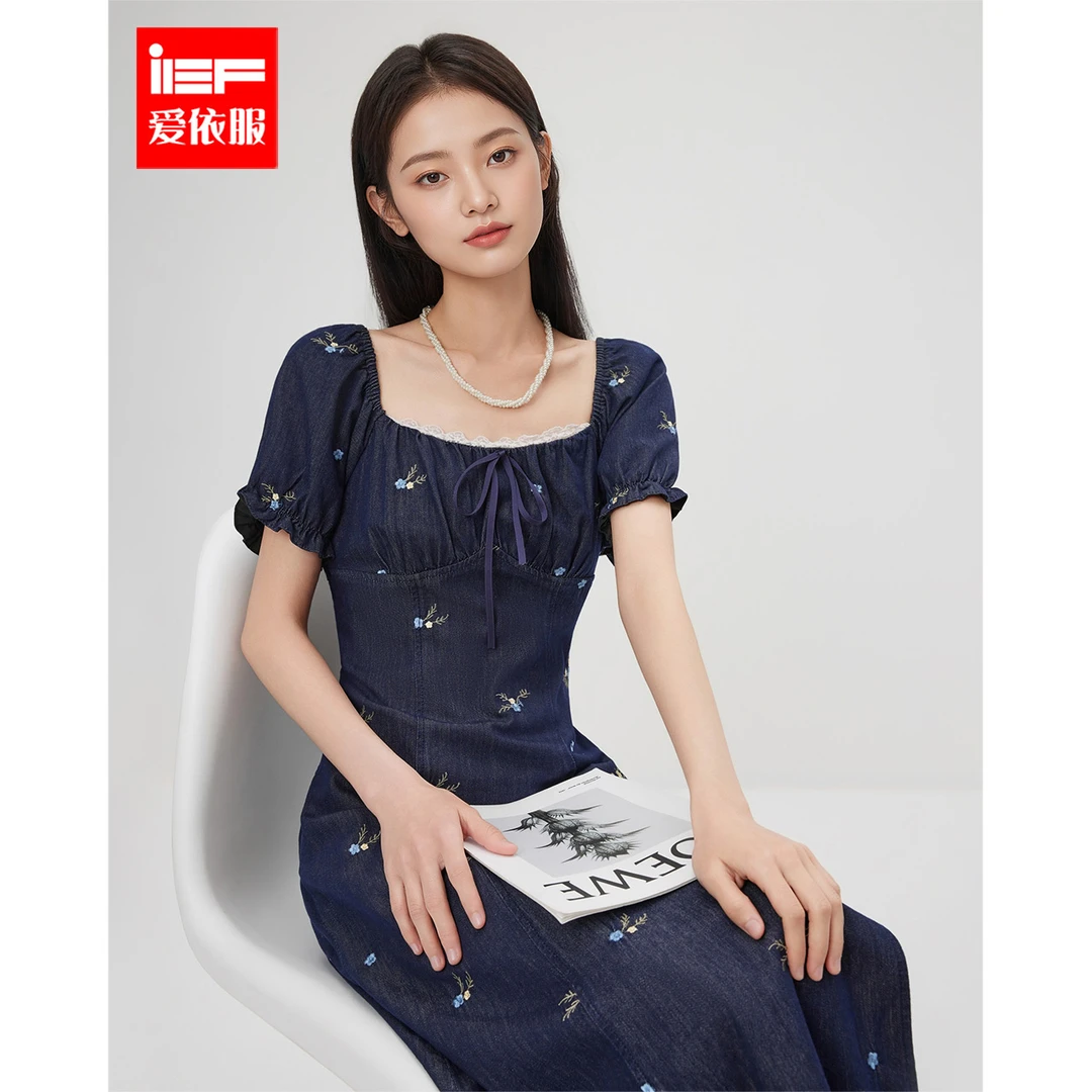 IEF/爱依服连衣裙2025春夏新款法式名媛风气质感显瘦通勤连衣中裙