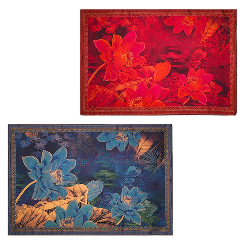 双面枕套【蓝荷】42姆米香云纱真丝枕套家用印花速干吸汗轻奢