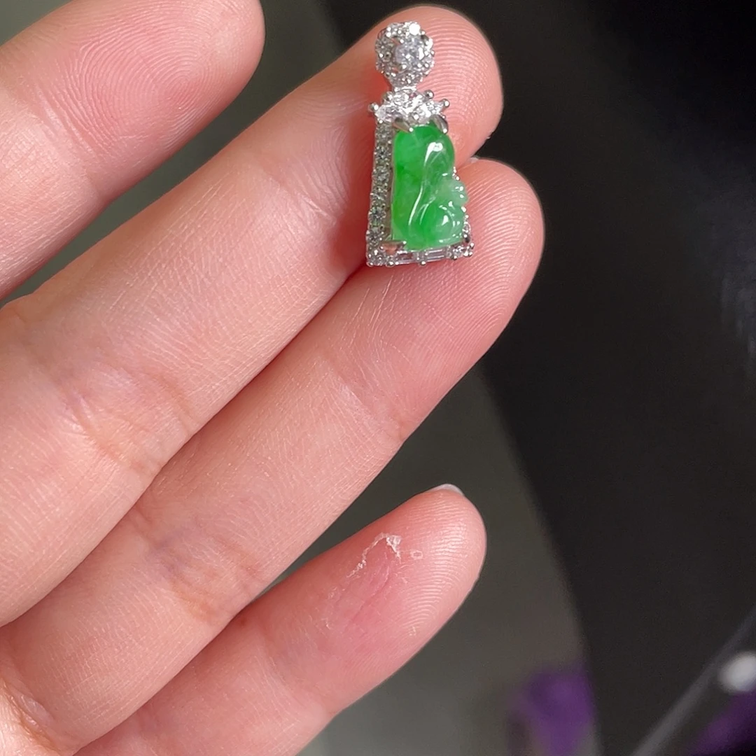 翡翠银S925镶嵌吊坠(不含链)