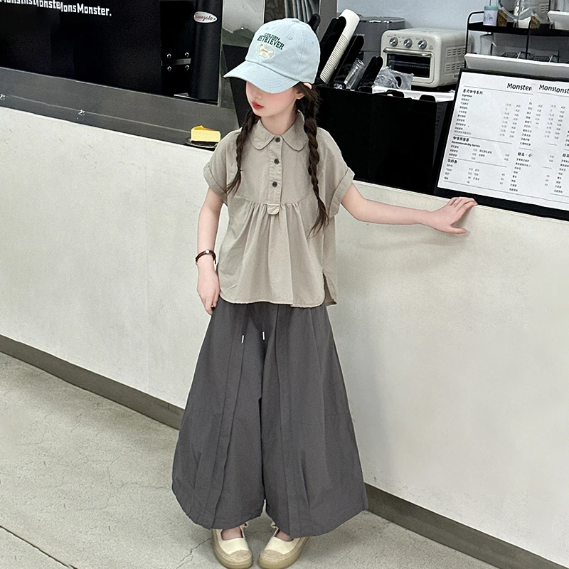 女童夏季套装6-12岁洋气儿童韩系穿搭时髦女孩中大童夏装两件套潮