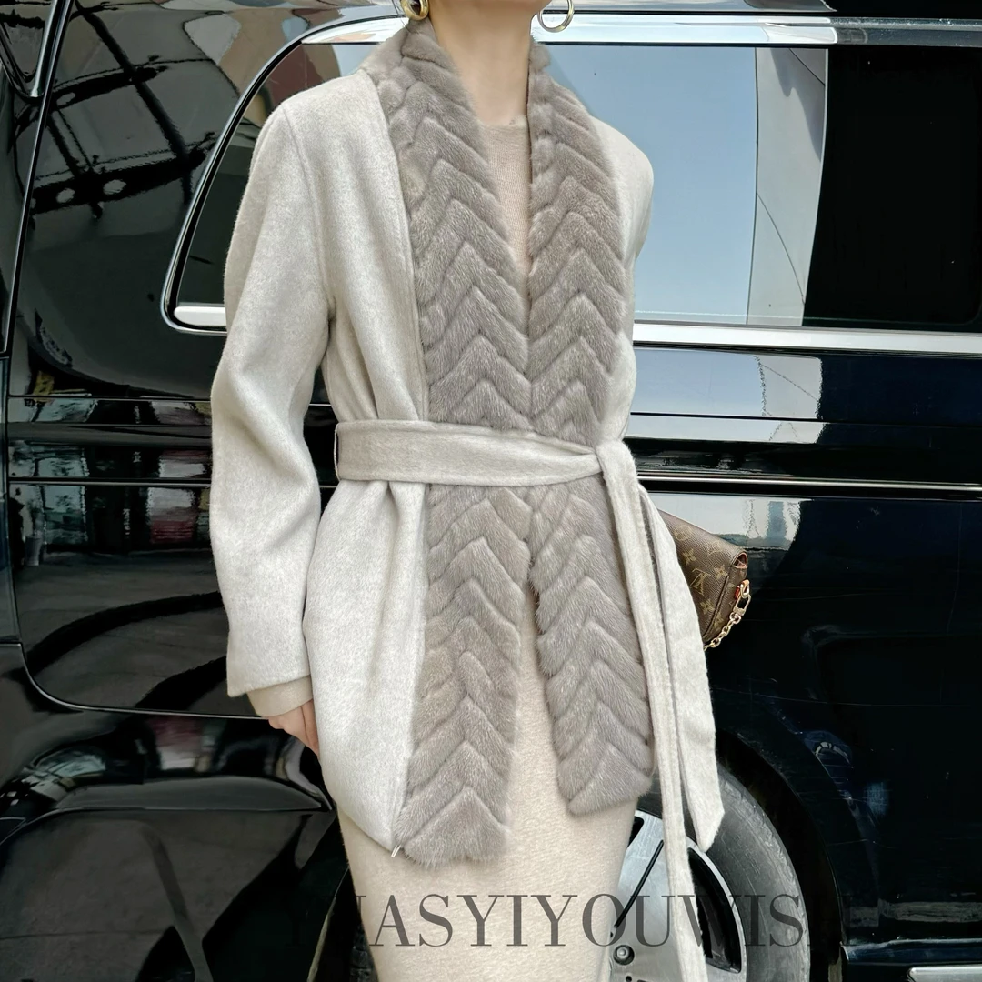 [X Y]| “冰岛短款”经典LP水貂领羊绒羊毛大衣