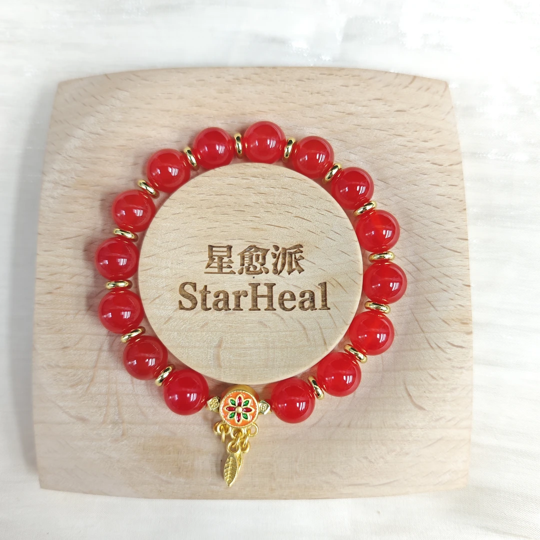 高定珠宝轻奢时尚款红景天玛瑙圆珠手串-s1134