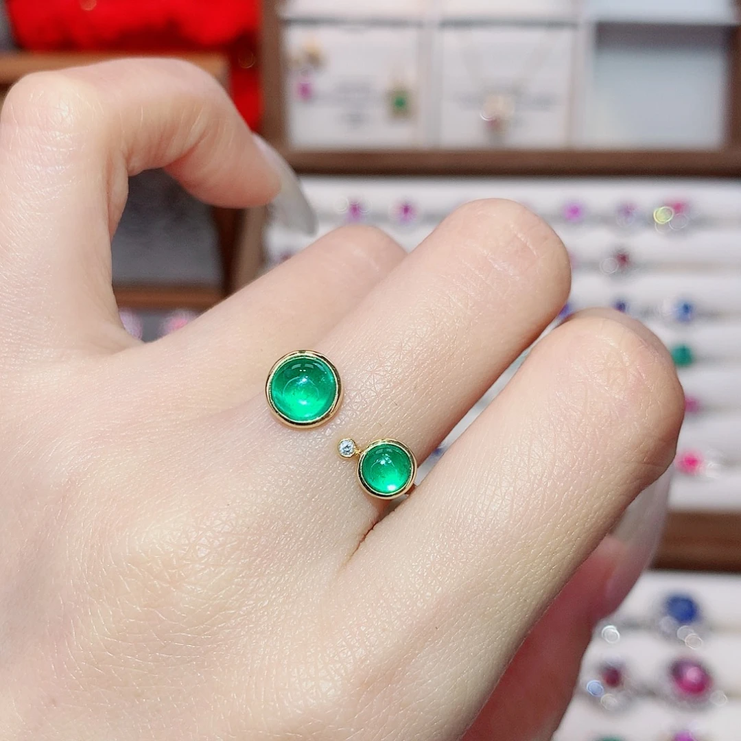 戒指祖母绿18K金镶嵌1.37ct/天然宝石/七天无理由