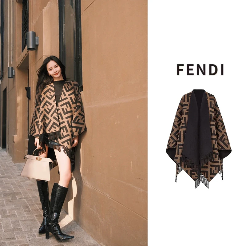 FENDI芬迪 欧美 披肩斗篷 羊毛 绒线围巾 女款