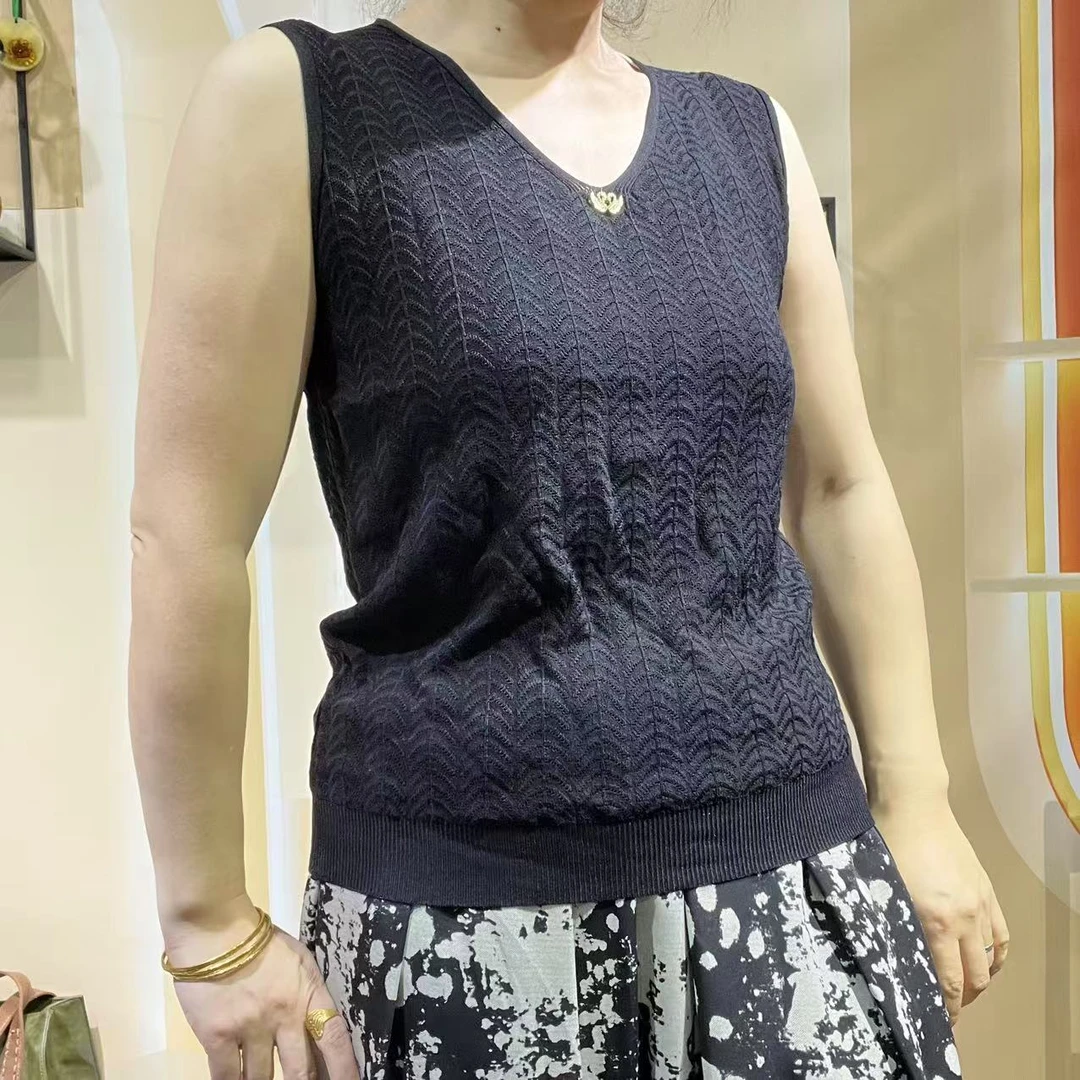 时尚站女士夏季V领提花背心吊带251302