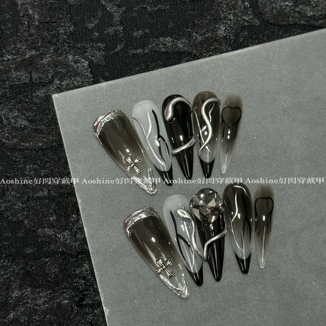 银蛇 | 蛇元素酷黑小众辣妹手工穿戴甲