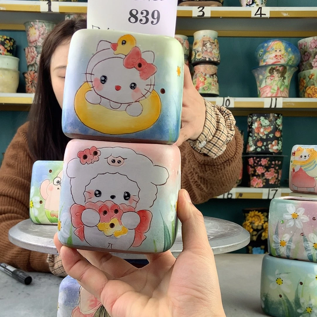 ****༊陶景德镇手工花盆839