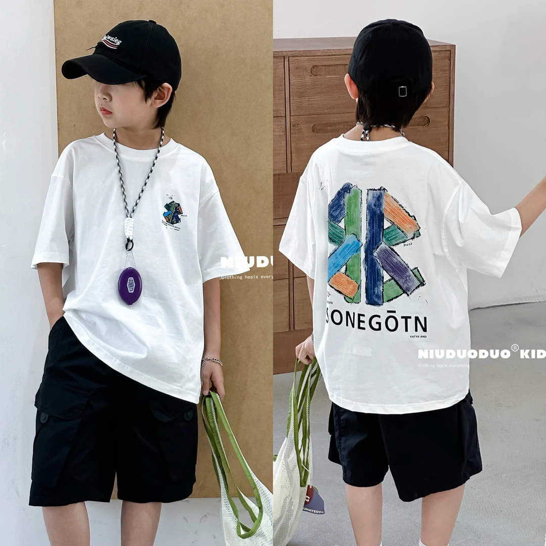 儿童短袖T恤2025短袖T恤中大童韩版半袖上衣