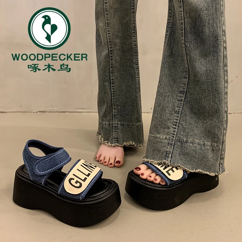 啄木鸟小个子增高7cm配裙子厚底凉鞋女夏季2025超火新罗马坡跟鞋