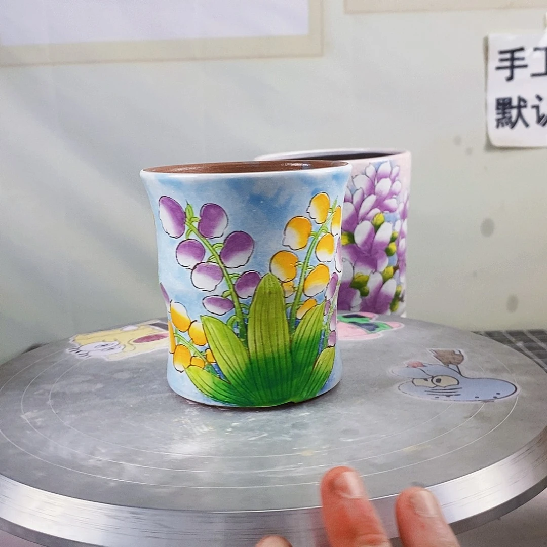 紫砂花盆红陶手绘盆满28包邮
