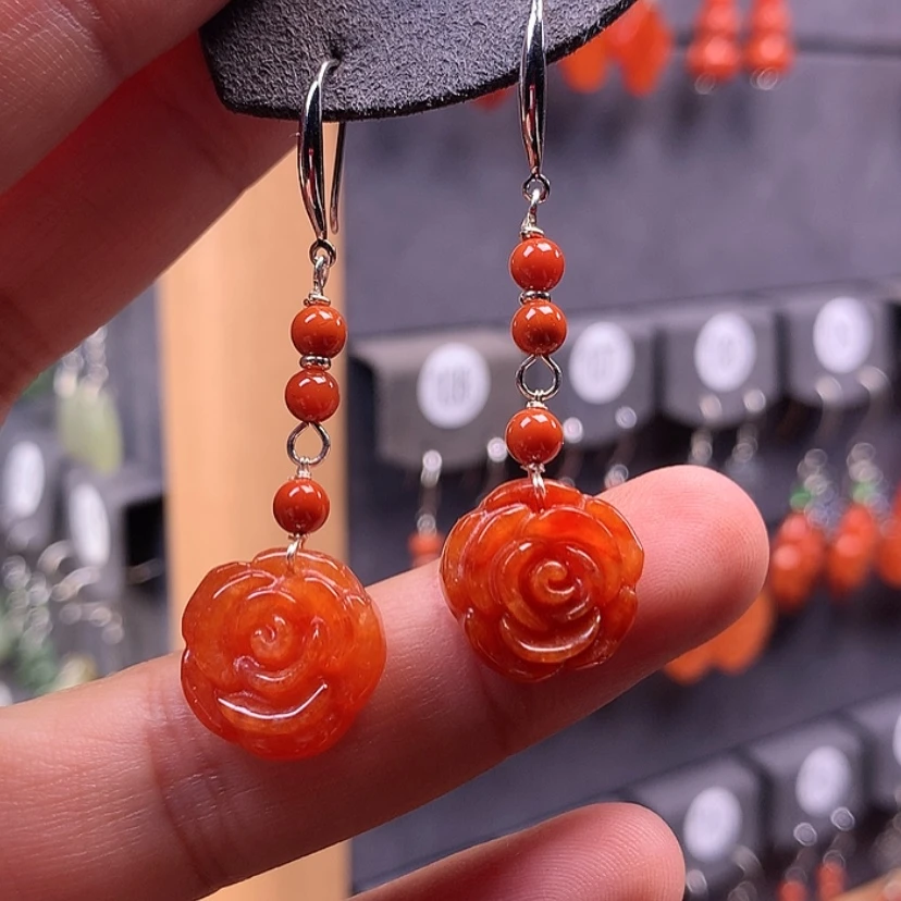 【闪购商品】翡翠耳饰银S925镶嵌满意