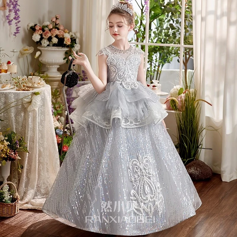 儿童礼服高端轻奢小众生日花童公主裙小主持人走秀钢琴演奏演出服