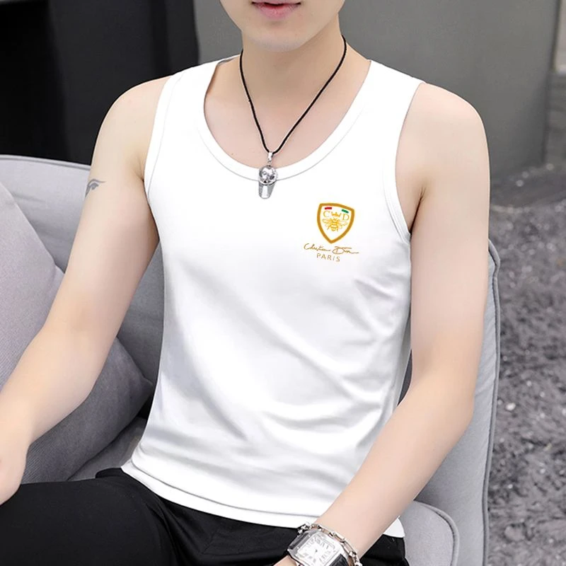 白色圆领背心新款夏季男士透气运动紧身无袖t恤坎肩健身速干上衣
