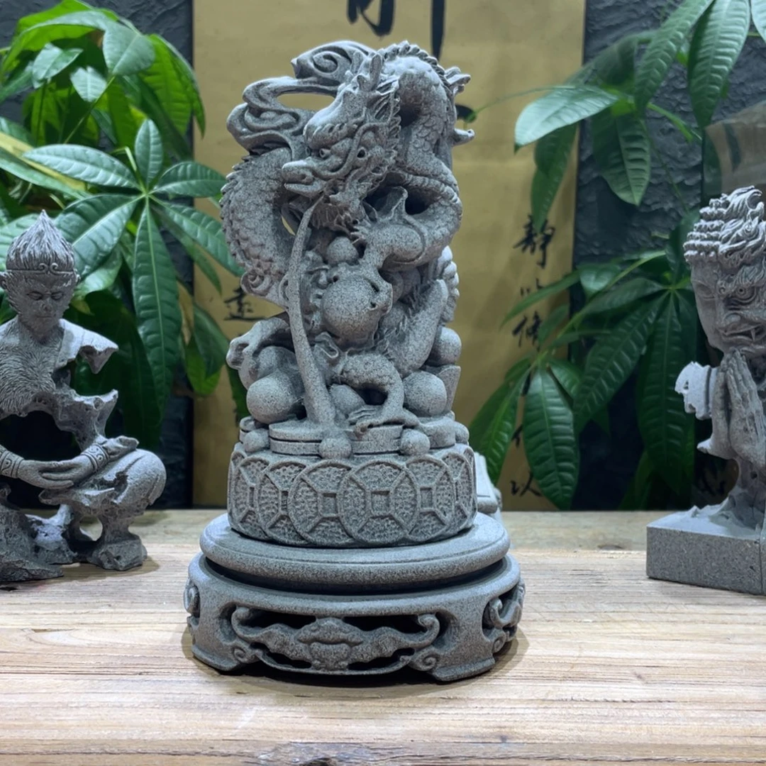 石材圆桌一个龙一个
