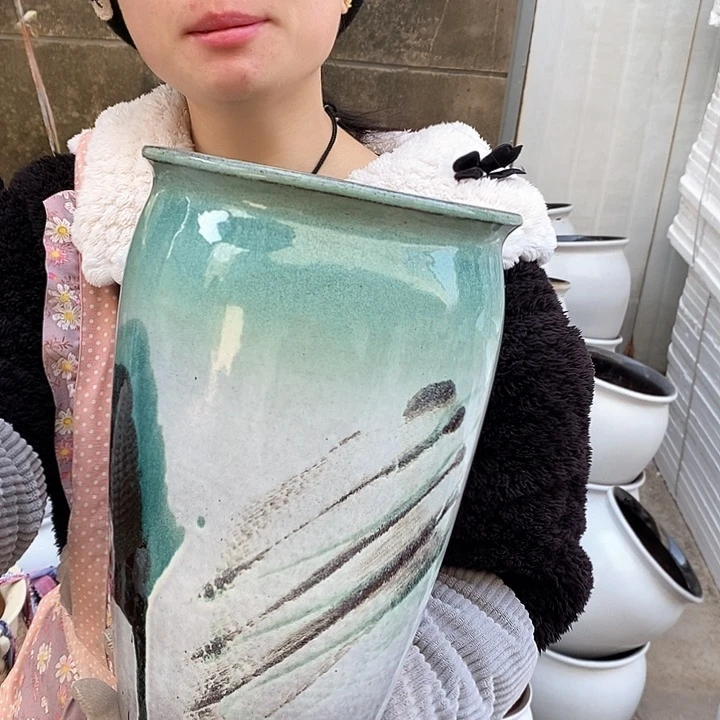 紫砂花盆瑕疵口20高31瑕疵