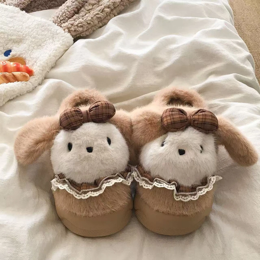 厚底包头可爱卡通保暖棉拖女2025秋冬新款外穿防滑踩屎感毛毛拖鞋