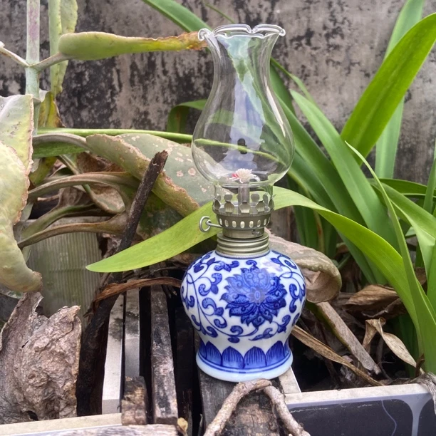 茶香凝景德镇创意陶瓷小油灯艺术浪漫氛围灯青花系列茶桌书桌露营