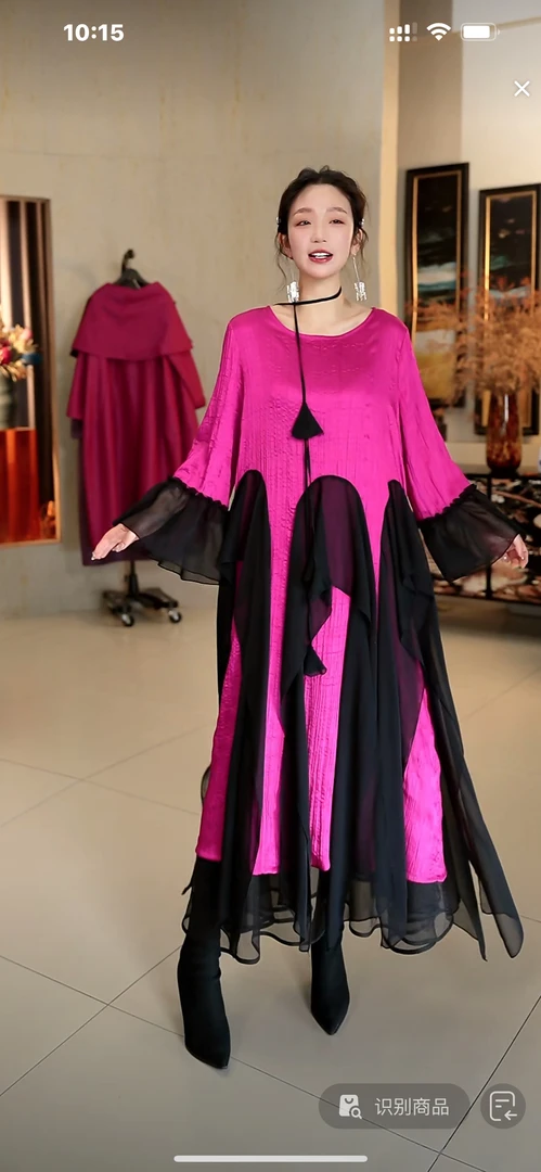 1864篱君春夏新款花边设计感连衣裙宽松气质手工花边时尚长裙