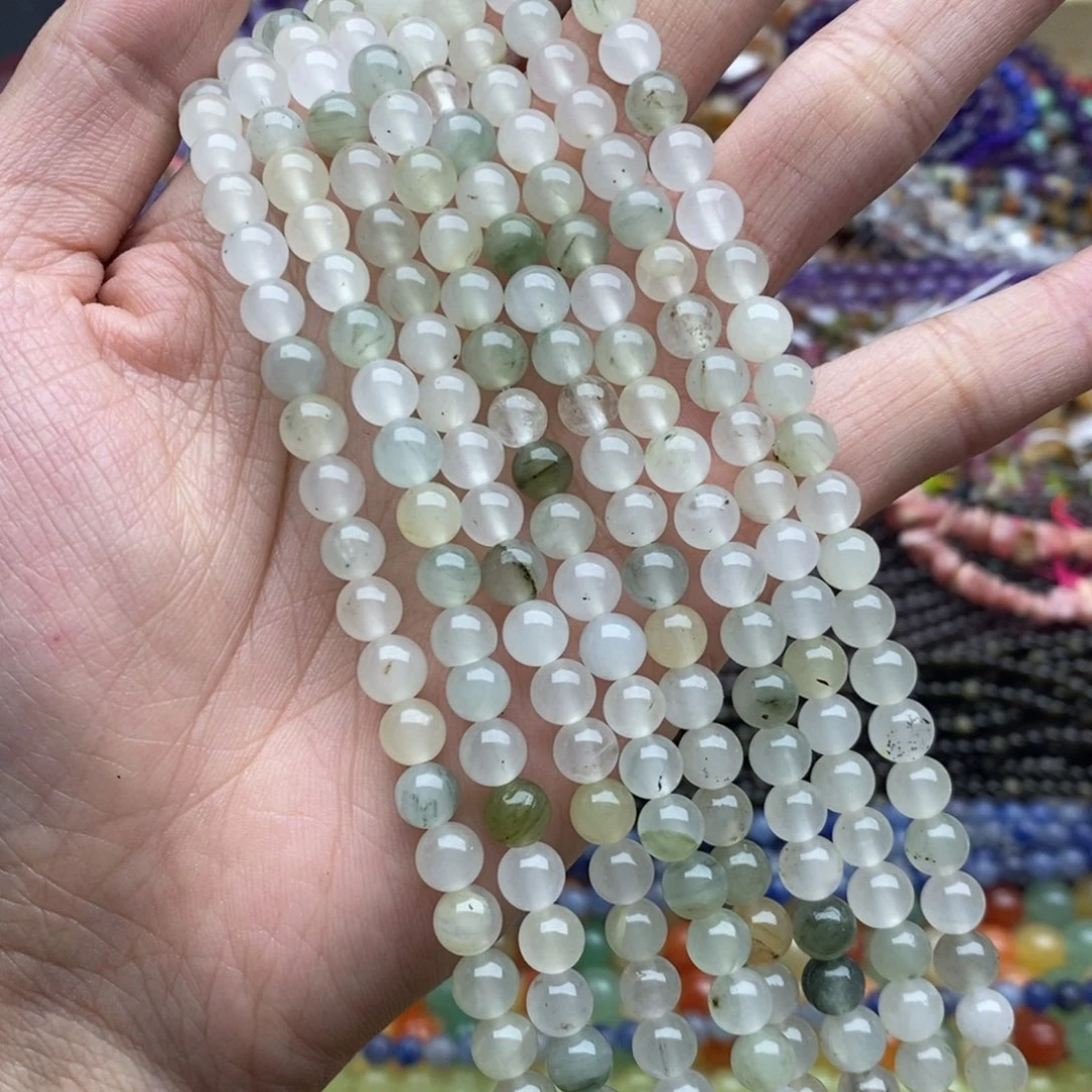 玛瑙/玉髓未镶嵌珠宝半成品一条天然微瑕6mm天山翠圆珠