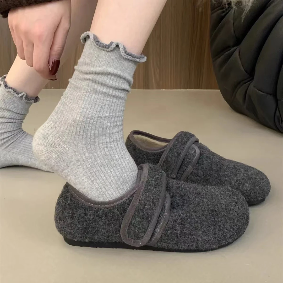 春季时尚小皮鞋英伦风软底舒适百搭款乐福单鞋8802(呢料单鞋)